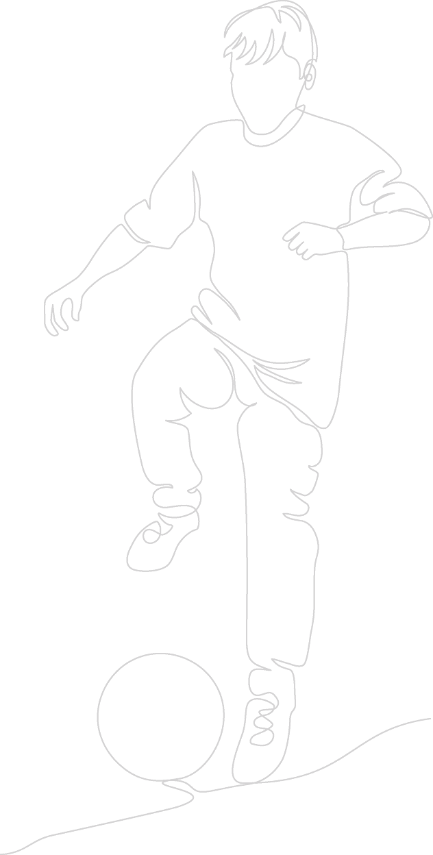 Silhouette of a person playing soccer.